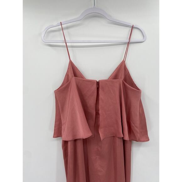 Shona Joy Rose Pink Luxe Frill Tulip Hem Maxi Dress Size 6 - Picture 7 of 10